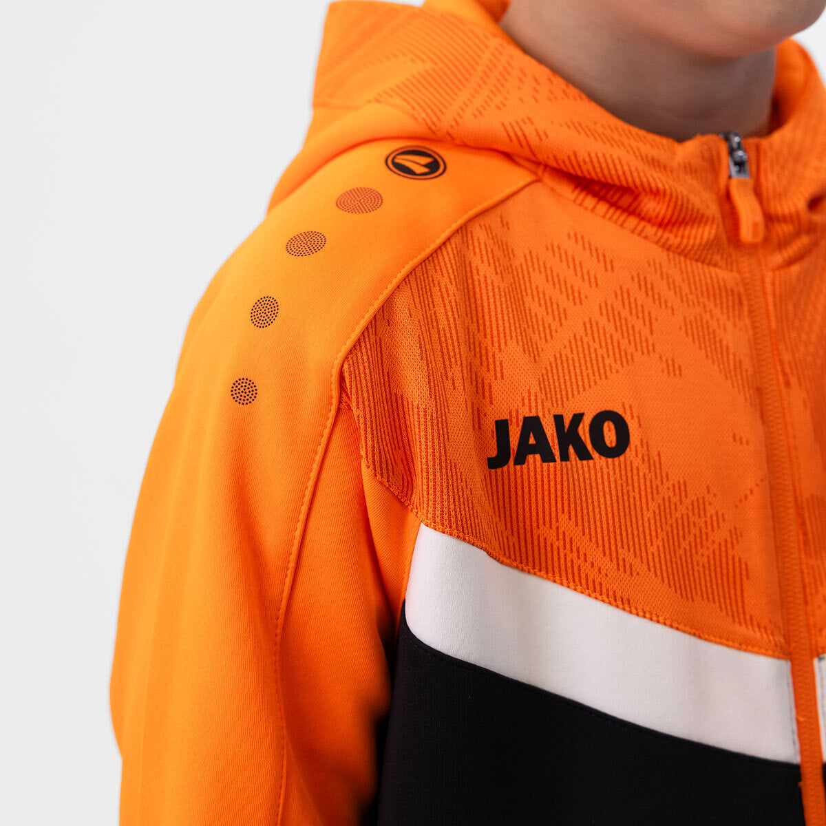 JAKO Kapuzenjacke Iconic 6824 schwarz/neonorange