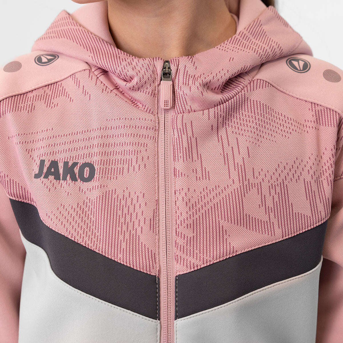 JAKO Kapuzenjacke Iconic 6824 soft grey/dusky pink/anthra light