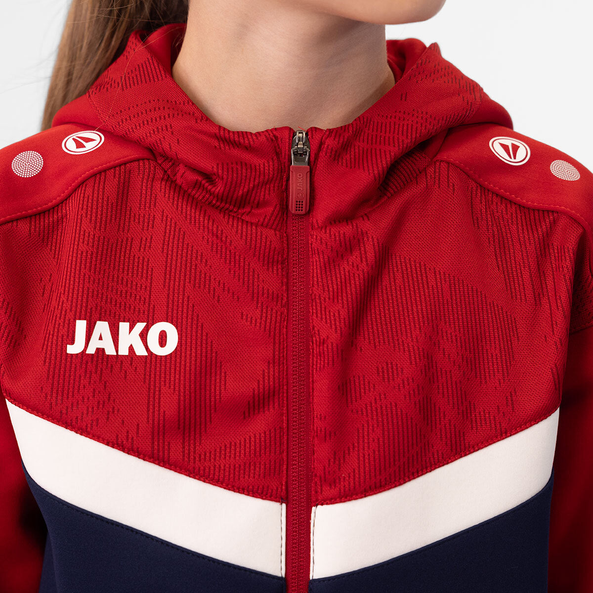 JAKO Kapuzenjacke Iconic 6824 marine/chili rot