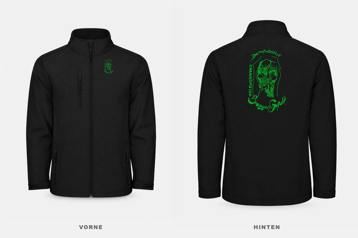 Narrenzunft Dettingen Softshelljacke Roly Nebraska schwarz vorne und hinten