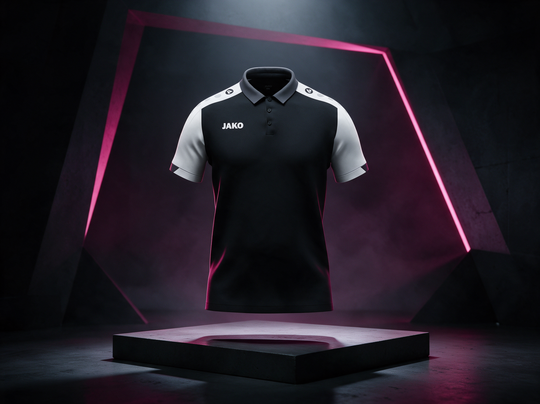 JAKO Poloshirts – Produktmotiv auf dunkler Bühne
