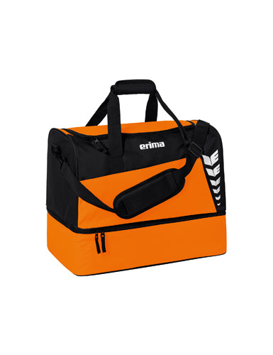 ERIMA SIX WINGS Sporttasche mit Bodenfach orange/schwarz – Vorderansicht