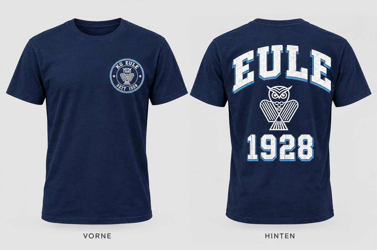KG Eule 1928 T-Shirt Navy Motiv Seit 1928 – Vorder- und Rückseite