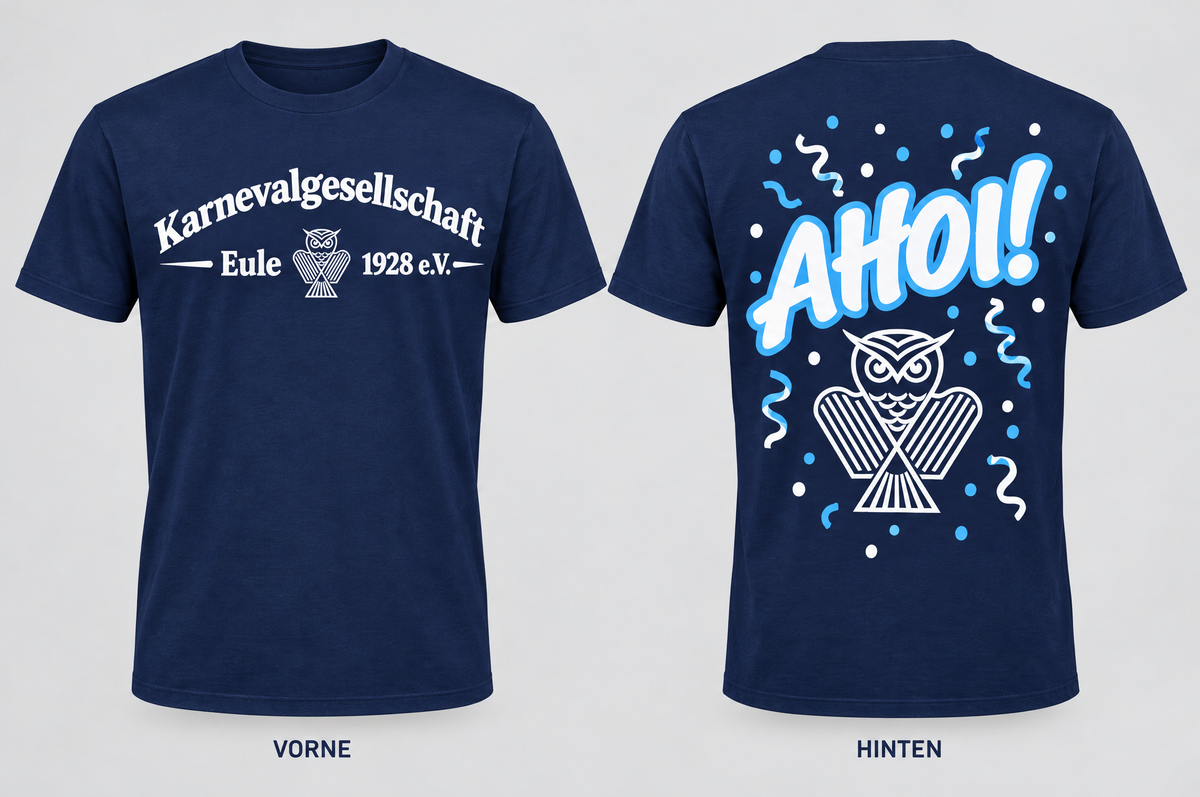 KG Eule 1928 T-Shirt Navy Motiv Ahoi – Vorder- und Rückseite