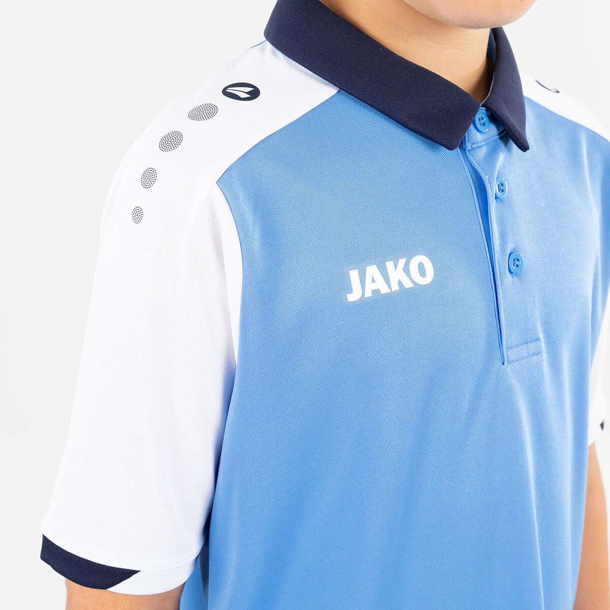 JAKO Polo Dynamic skyblue/weiß/marine
