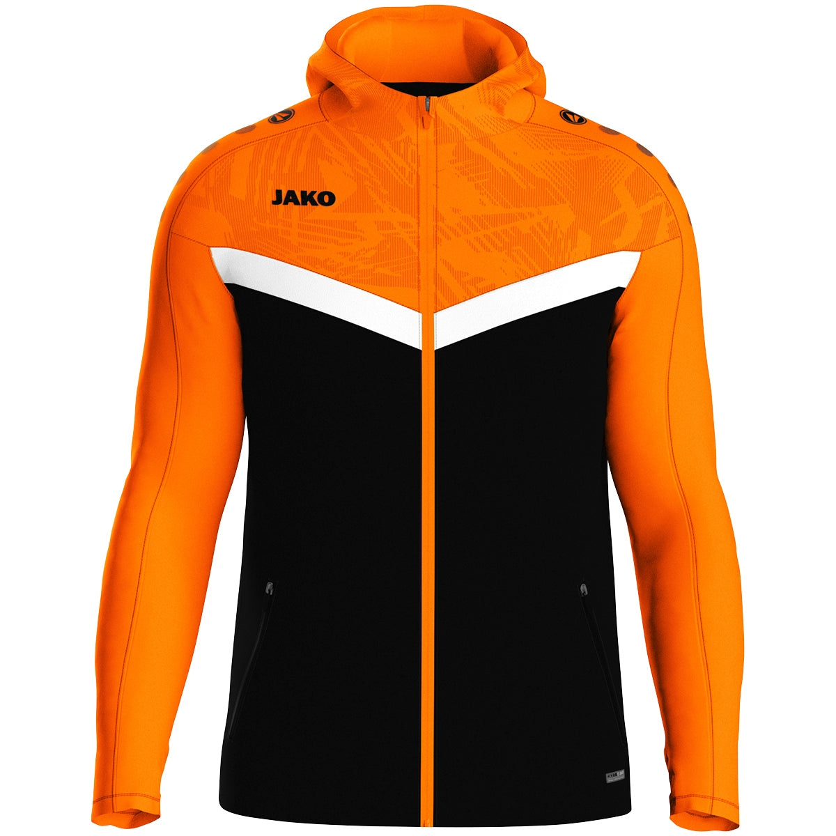 JAKO Kapuzenjacke Iconic 6824 schwarz/neonorange