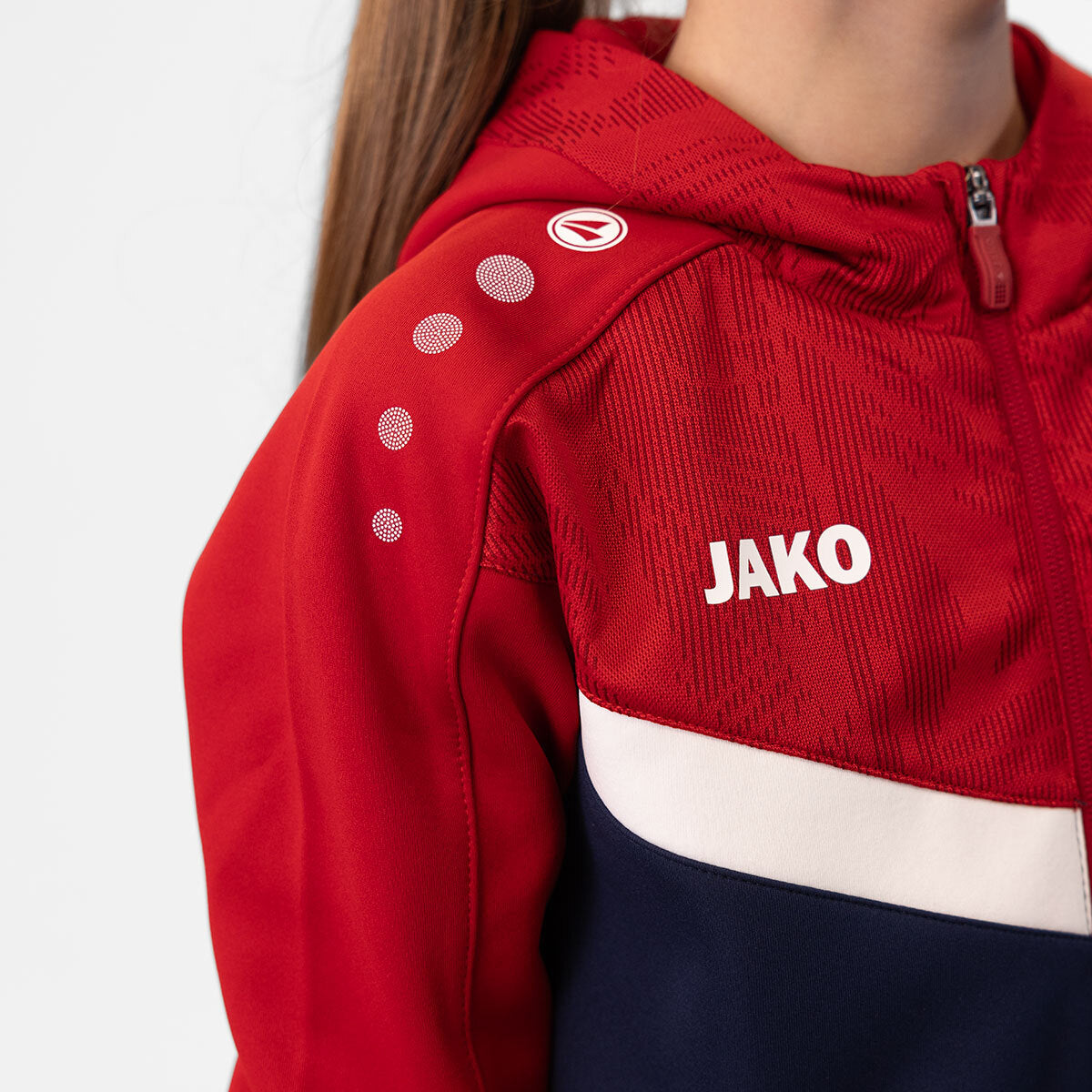 JAKO Kapuzenjacke Iconic 6824 marine/chili rot
