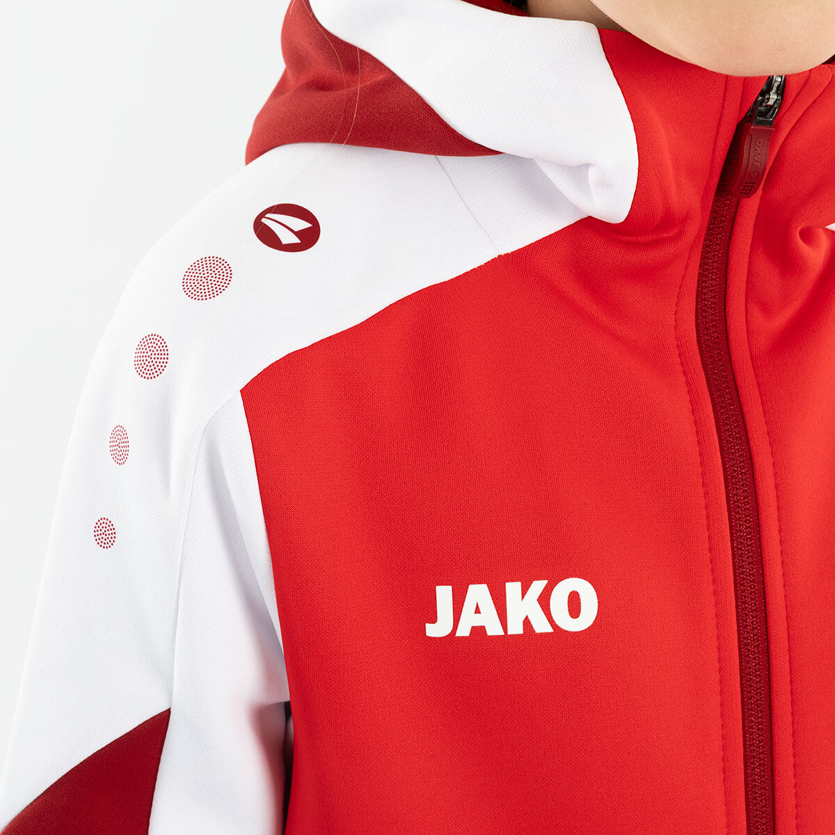 JAKO Kapuzenjacke Dynamic rot/weiß/dunkelrot