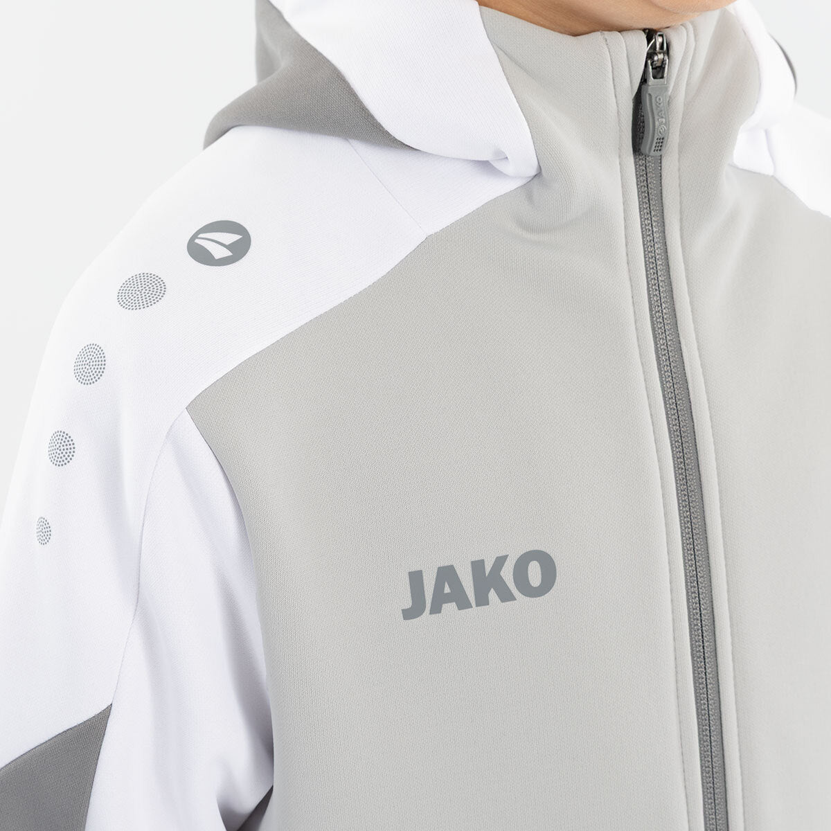 JAKO Kapuzenjacke Dynamic hellgrau/weiß/grau
