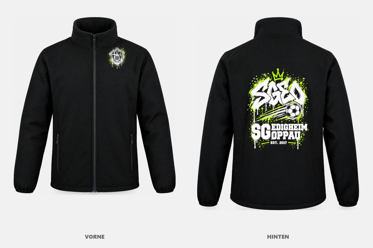 SG Edigheim-Oppau Softshelljacke Motiv Graffiti – vorne und hinten