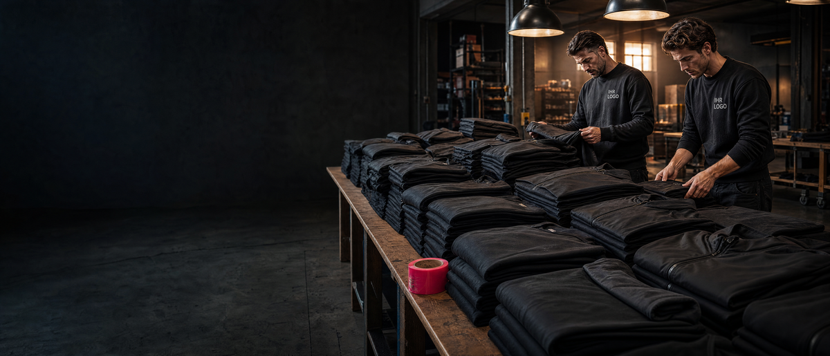 Gestapelte Shirts, Polos und Sweats für eine gemeinsame Teambestellung.